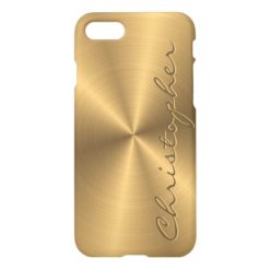 Personalized Stainless Steel Gold Metallic Radial iPhone 7 Case