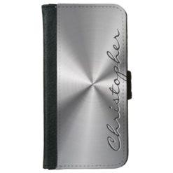 Personalized Stainless Steel Metallic Radial Look iPhone 6/6s Wallet Case
