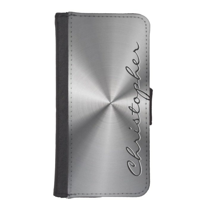 Personalized Stainless Steel Metallic Radial Look iPhone SE/5/5s Wallet Case