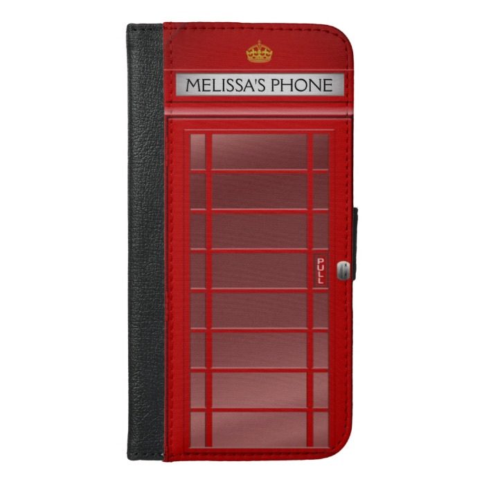 Personalized Vintage British Telephone Booth iPhone 6/6s Plus Wallet Case