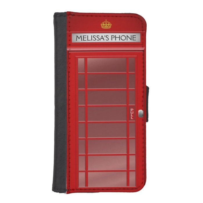 Personalized Vintage British Telephone Booth iPhone SE/5/5s Wallet Case
