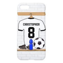 Personalized White Black Football Soccer Jersey iPhone 7 Case