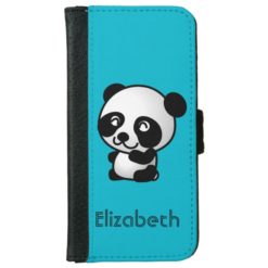 Personalized cute and happy panda bear wallet phone case for iPhone 6/6s