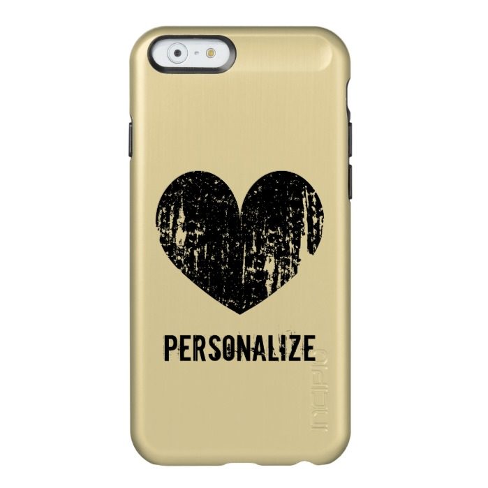 Personalized gold and black heart iPhone 6 case
