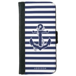 Personalized iPhone 6 Wallet Cases Nautical Anchor