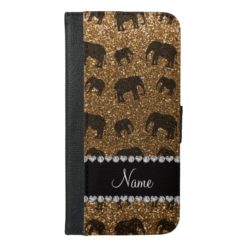 Personalized name gold glitter elephants iPhone 6/6s plus wallet case