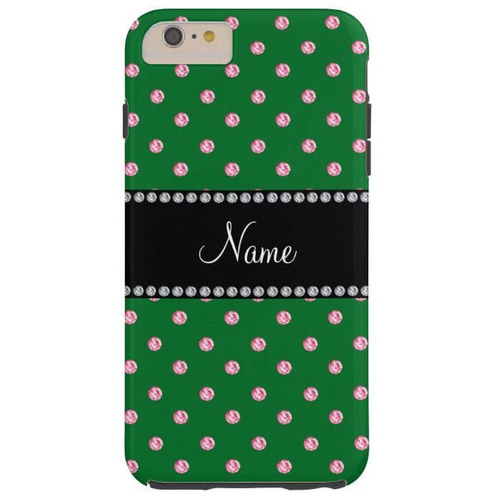 Personalized name green pink diamonds tough iPhone 6 plus case