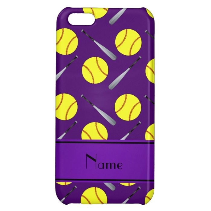 Personalized name purple softball pattern iPhone 5C case