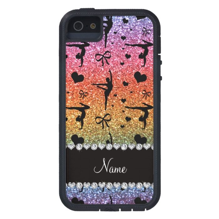 Personalized name rainbow glitter gymnastics case for iPhone SE/5/5s
