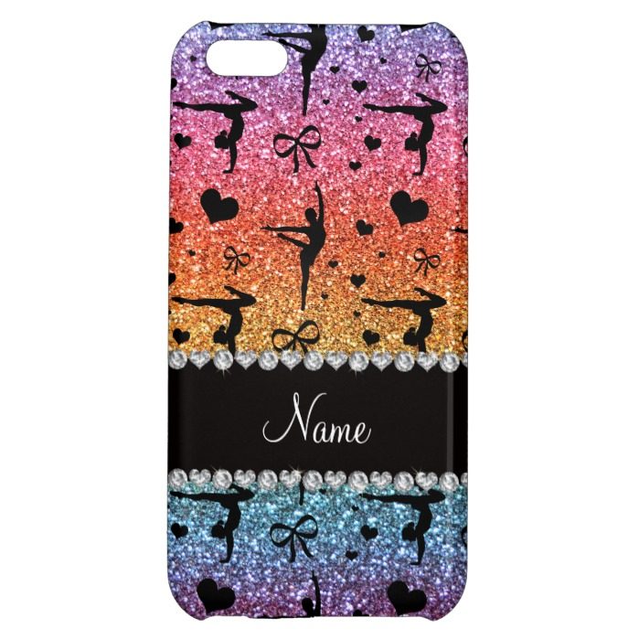 Personalized name rainbow glitter gymnastics iPhone 5C cover