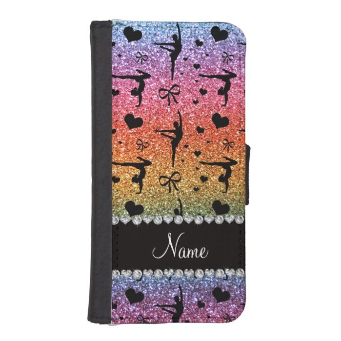 Personalized name rainbow glitter gymnastics iPhone SE/5/5s wallet