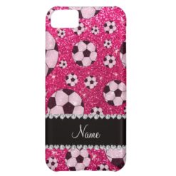 Personalized name rose pink glitter soccer iPhone 5C cover