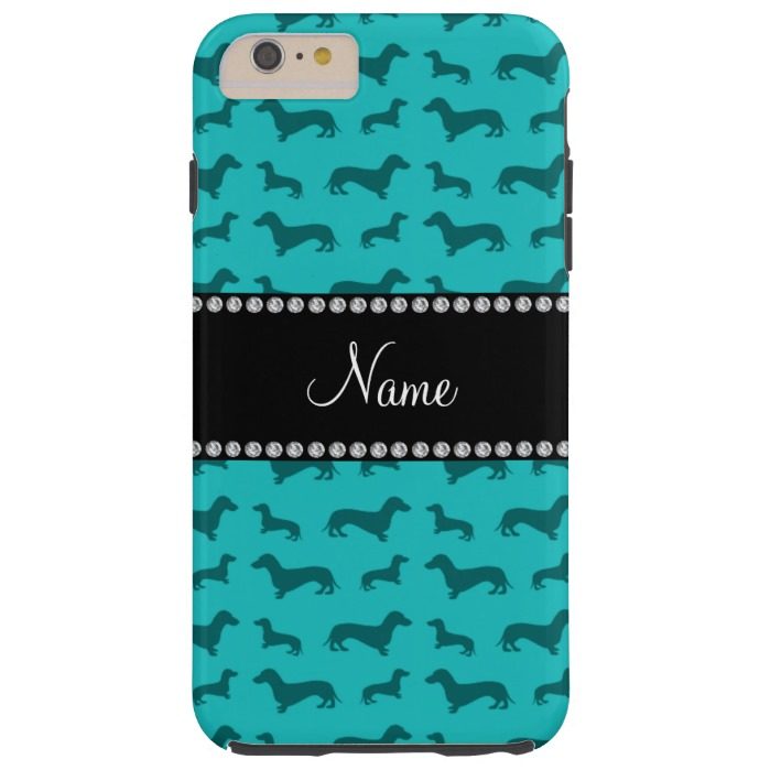 Personalized name turquoise dachshunds tough iPhone 6 plus case