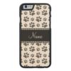 Personalized name white dog paw print Carved maple iPhone 6 slim case