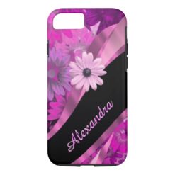 Personalized pretty pink floral pattern iPhone 7 case