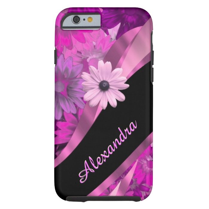 Personalized pretty pink floral pattern tough iPhone 6 case