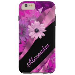Personalized pretty pink floral pattern tough iPhone 6 plus case
