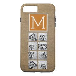 Photo Collage Monogram - Rustic Kraft and Orange iPhone 7 Plus Case