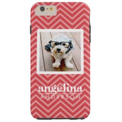 Photo with Chevron Pattern and Custom Name Tough iPhone 6 Plus Case