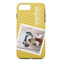 Photo with Gold Chevron Pattern and Custom Name iPhone 7 Plus Case
