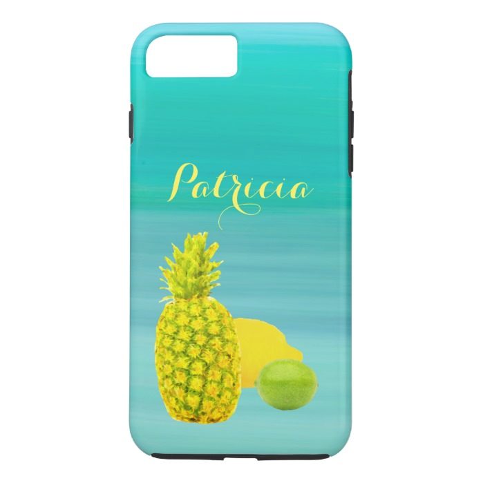 Pineapple lemon lime on ocean add name iPhone 7 plus case