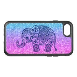 Pink & Blue Glitter & Blue Paisley Elephant OtterBox Symmetry iPhone 7 Case
