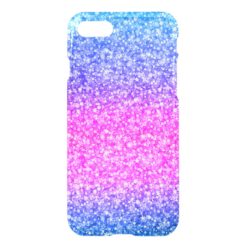 Pink & Blue Glitter & Sparkles Pattern Background iPhone 7 Case
