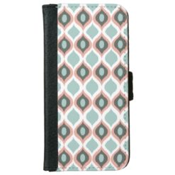 Pink Blue Gray Geometric Ikat Tribal Print Pattern Wallet Phone Case For iPhone 6/6s