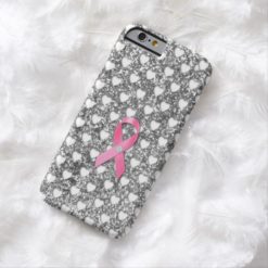 Pink Breast Cancer Ribbon Silver Glitter Look Barely There iPhone 6 Case
