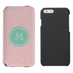Pink Chevron Pattern | Mint Green Monogram iPhone 6/6s Wallet Case