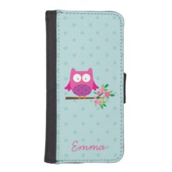 Pink Cute Owl Personalized iPhone 5/5s Wallet Case
