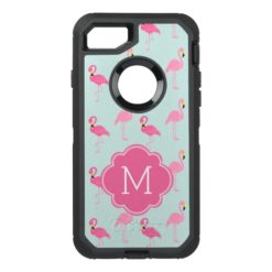 Pink Flamingos Monogrammed OtterBox Defender iPhone 7 Case