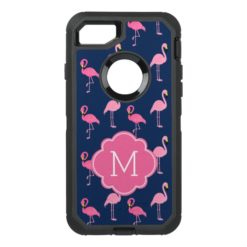 Pink Flamingos Monogrammed OtterBox Defender iPhone 7 Case