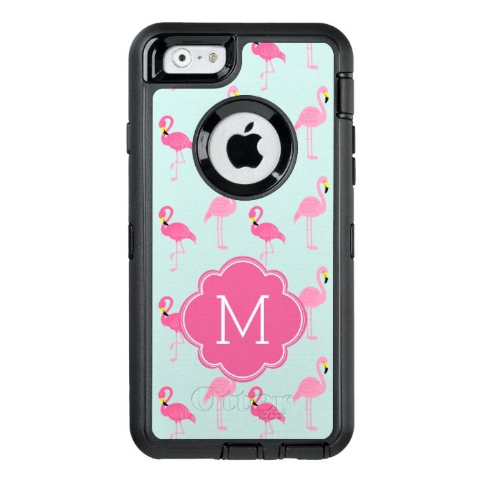 Pink Flamingos Monogrammed OtterBox Defender iPhone Case