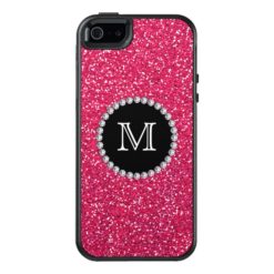 Pink Glitter Diamond Girly Monogrammed OtterBox iPhone 5/5s/SE Case