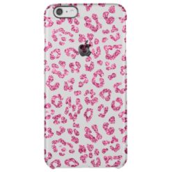 Pink Glitter Leopard Print Clear Clear iPhone 6 Plus Case
