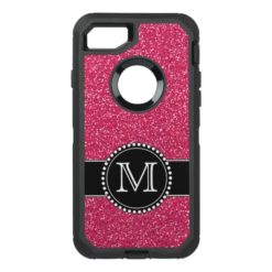 Pink Glitter Monogrammed Otterbox OtterBox Defender iPhone 7 Case