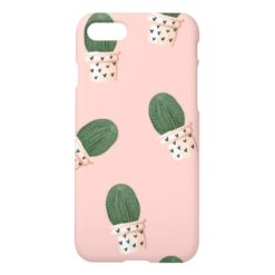 Pink Green Cactus Pattern iPhone 7 Case