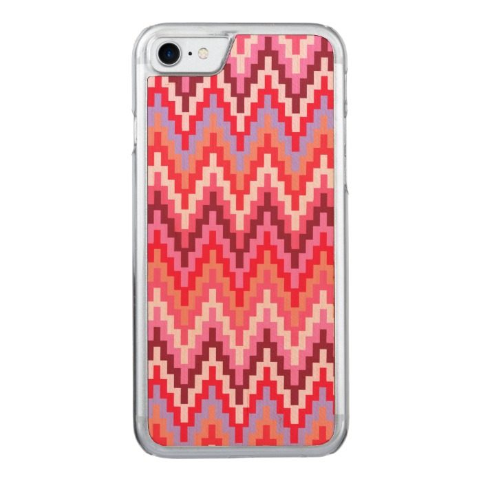 Pink Ikat Chevron Geometric Zig Zag Stripe Pattern Carved iPhone 7 Case