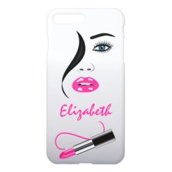 Pink Lipstick Kiss and Face in the Mirror Matte iPhone 7 Plus Case