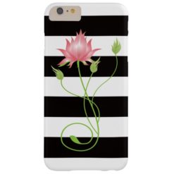 Pink Lotus Modern Stripe Floral Barely There iPhone 6 Plus Case