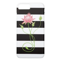 Pink Lotus Modern Stripe Floral iPhone 7 Plus Case