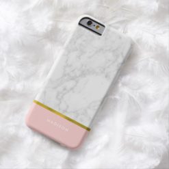 Pink Marble Pattern and Faux Gold Foil Barely There iPhone 6 Case