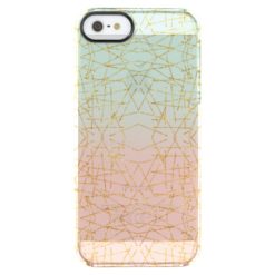 Pink Mint Green Ombre Gold Glitter Geometric Clear iPhone SE/5/5s Case