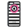 Pink Nautical Porthole Stripe Monogram OtterBox Defender iPhone Case