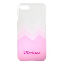 Pink Ombre Chevron Pattern Custom Name Transparent iPhone 7 Case
