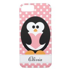 Pink Penguin Love iPhone 7 Case