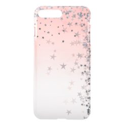 Pink Powder Ombre Silver Glitter Stars iPhone 7 Plus Case