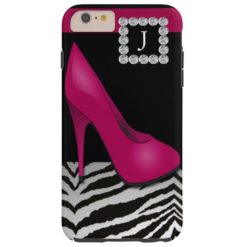 Pink Pump High Heel Zebra Monogram Tough iPhone 6 Plus Case