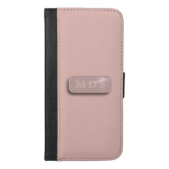 Pink Rose 3D Monogram iPhone 6/6s Plus Wallet Case